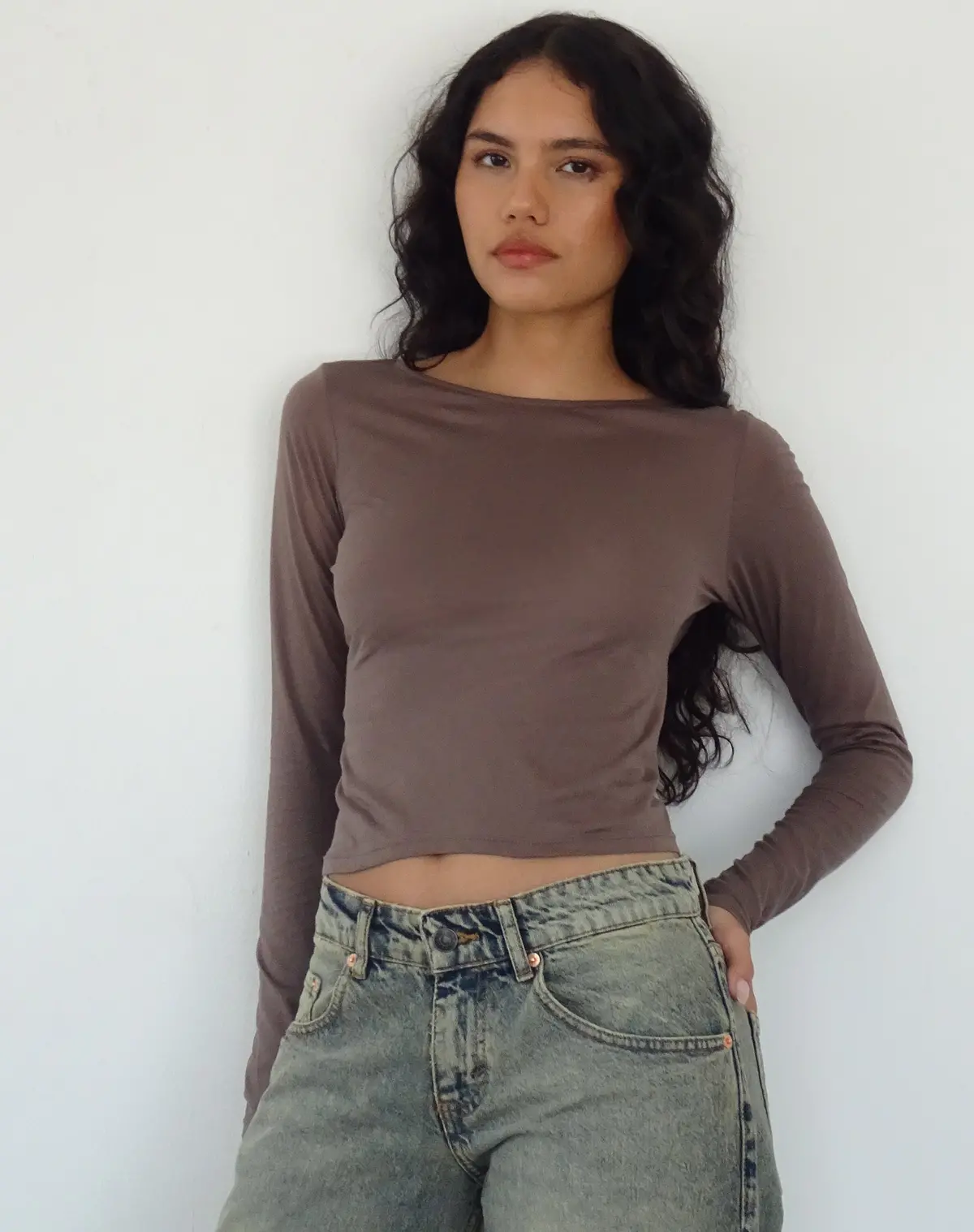 Asma Long Sleeve Top In Nutmeg 1