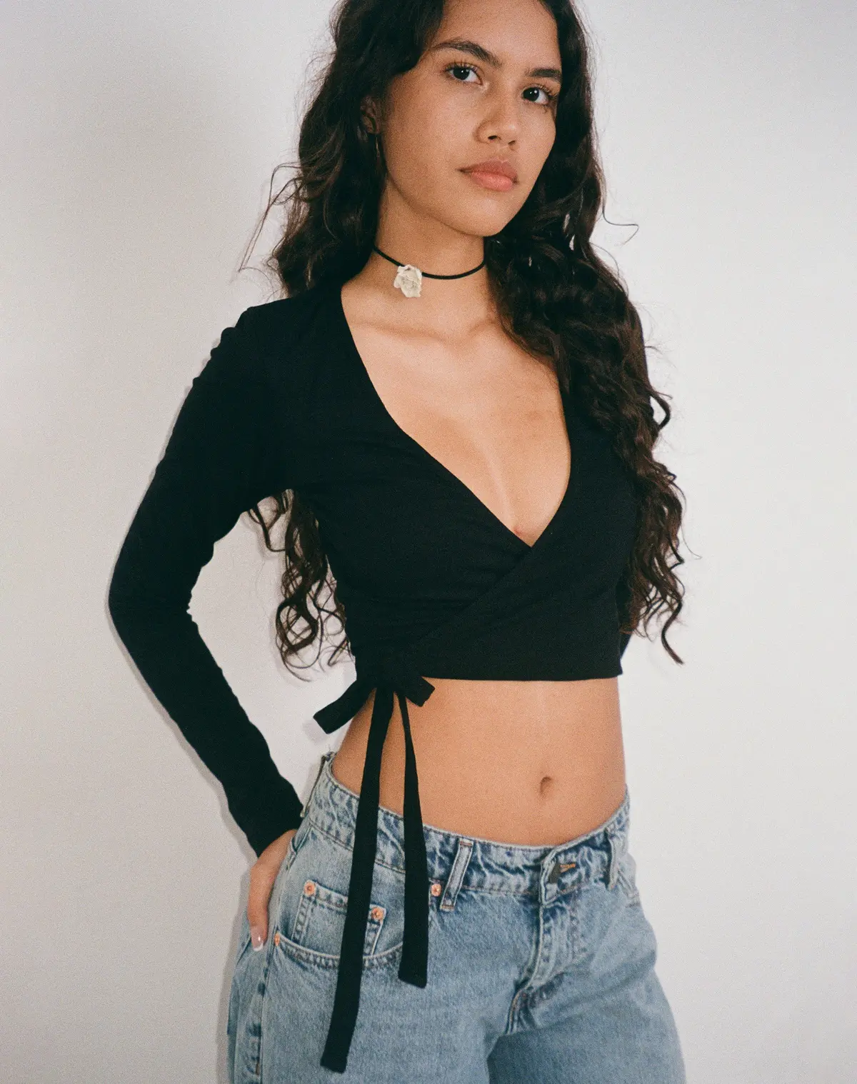 Ballet Long Sleeve Wrap Top In Black Jersey 1
