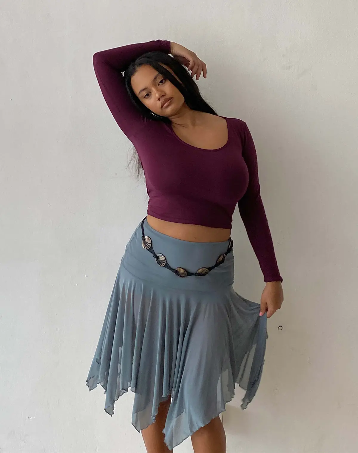 Bonlo Long Sleeve Top In Fig 1