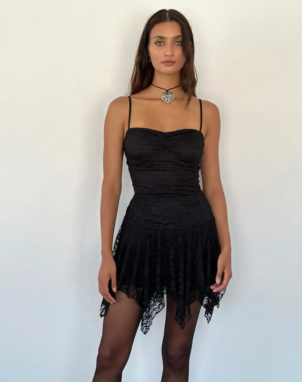 Brilliana Mini Dress In Floral Lace Jet Black 1
