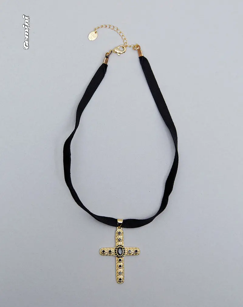 Brooklyn Cross Choker Necklace By Gemini Jewels 1