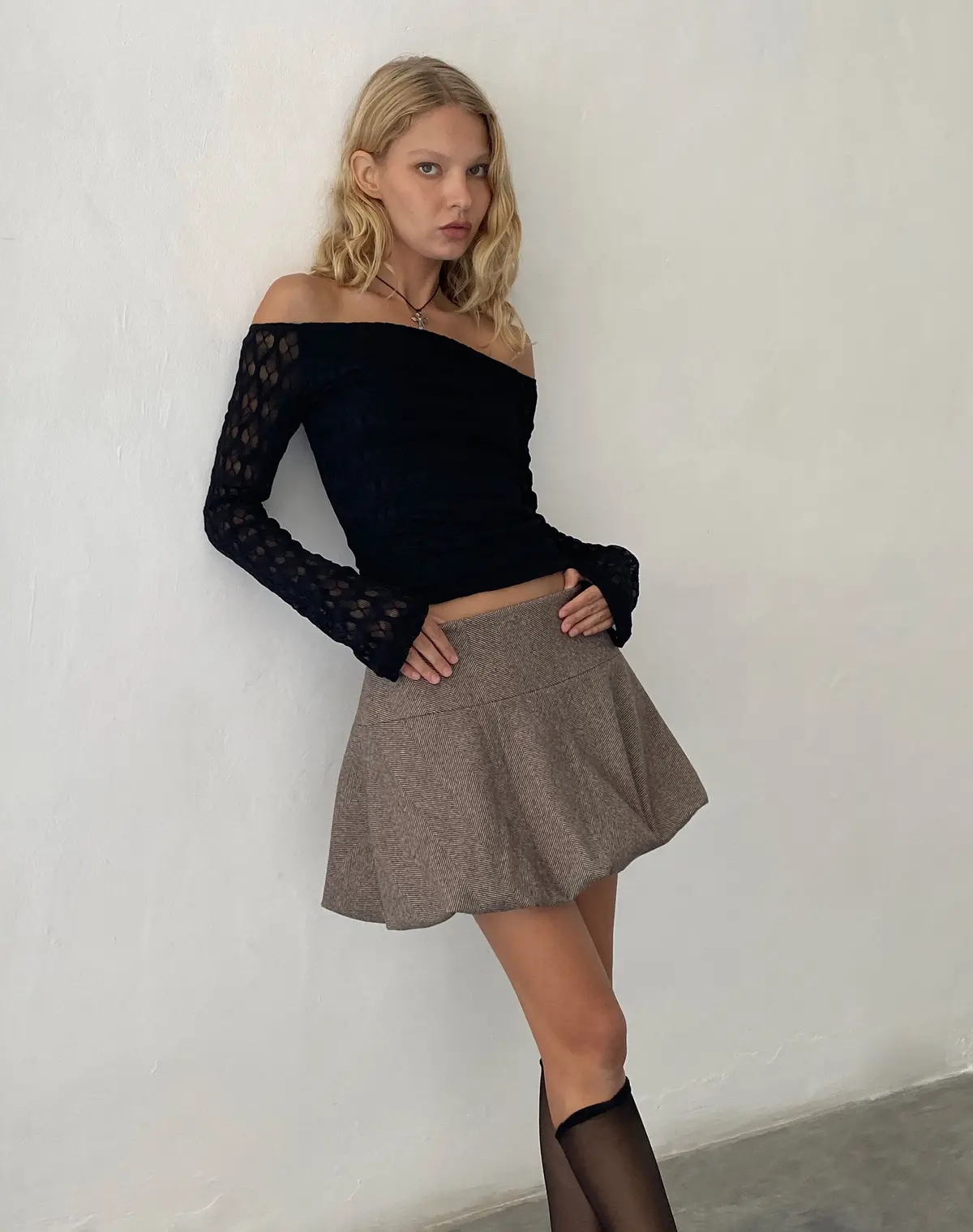 Celina Puffball Mini Skirt In Dark Brown Tailoring 1