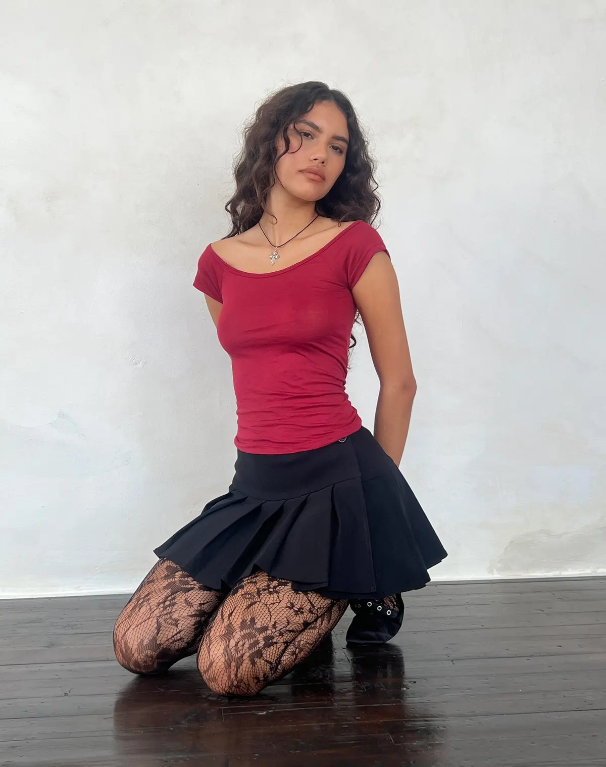 Charya Off The Shoulder Top In Adrenaline Red 1
