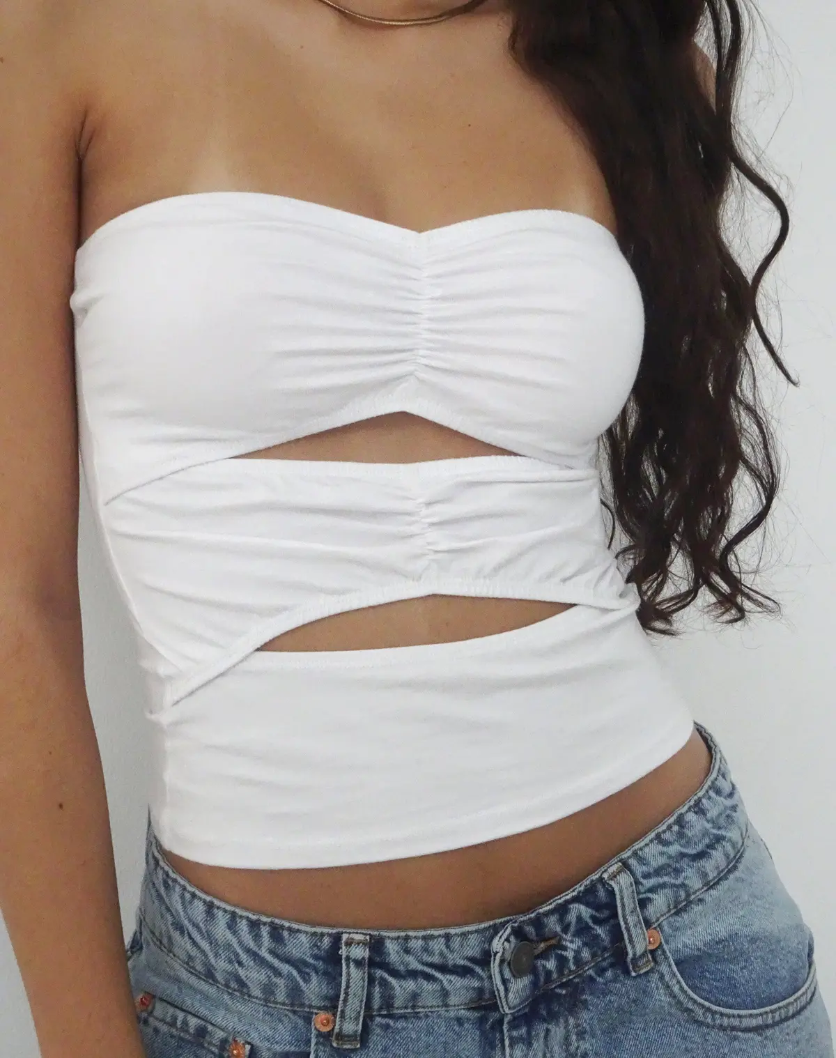 Dayu Bandeau Crop Top In White 1