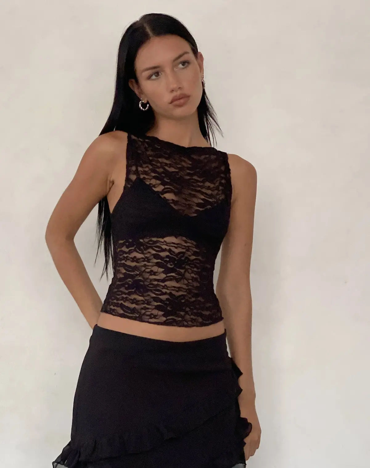 Dwira Lace Vest Top In Black 1