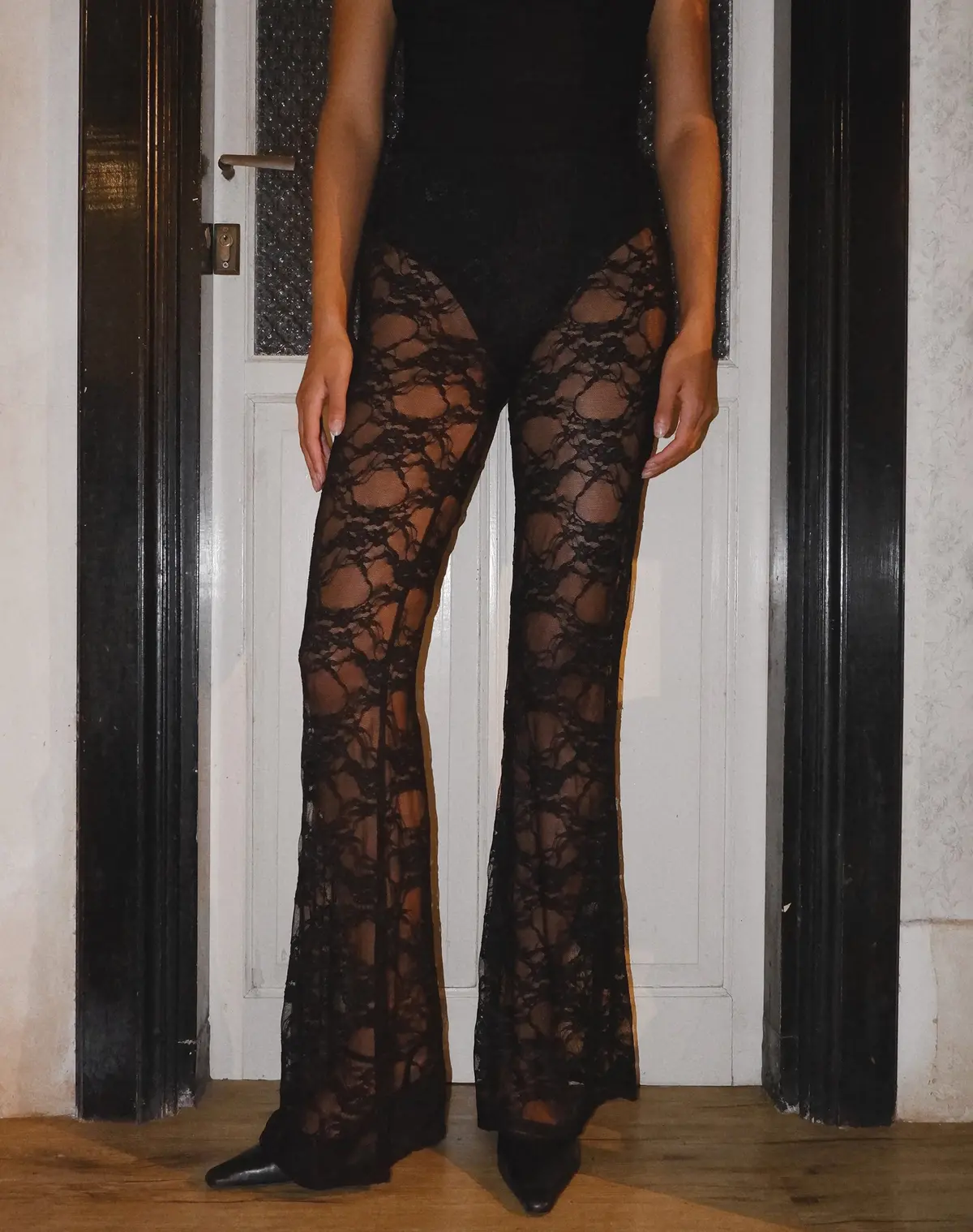 Elio Flared Trouser In Black Lace 1