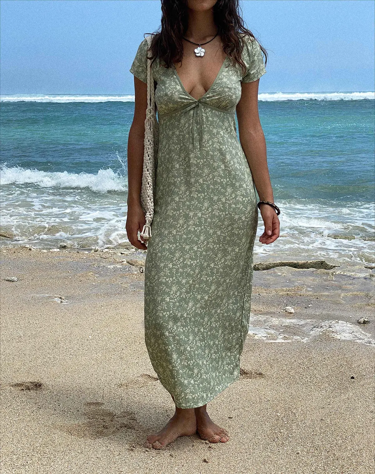 Eviaso Midi Dress In Ditsy Mix Floral Green 1