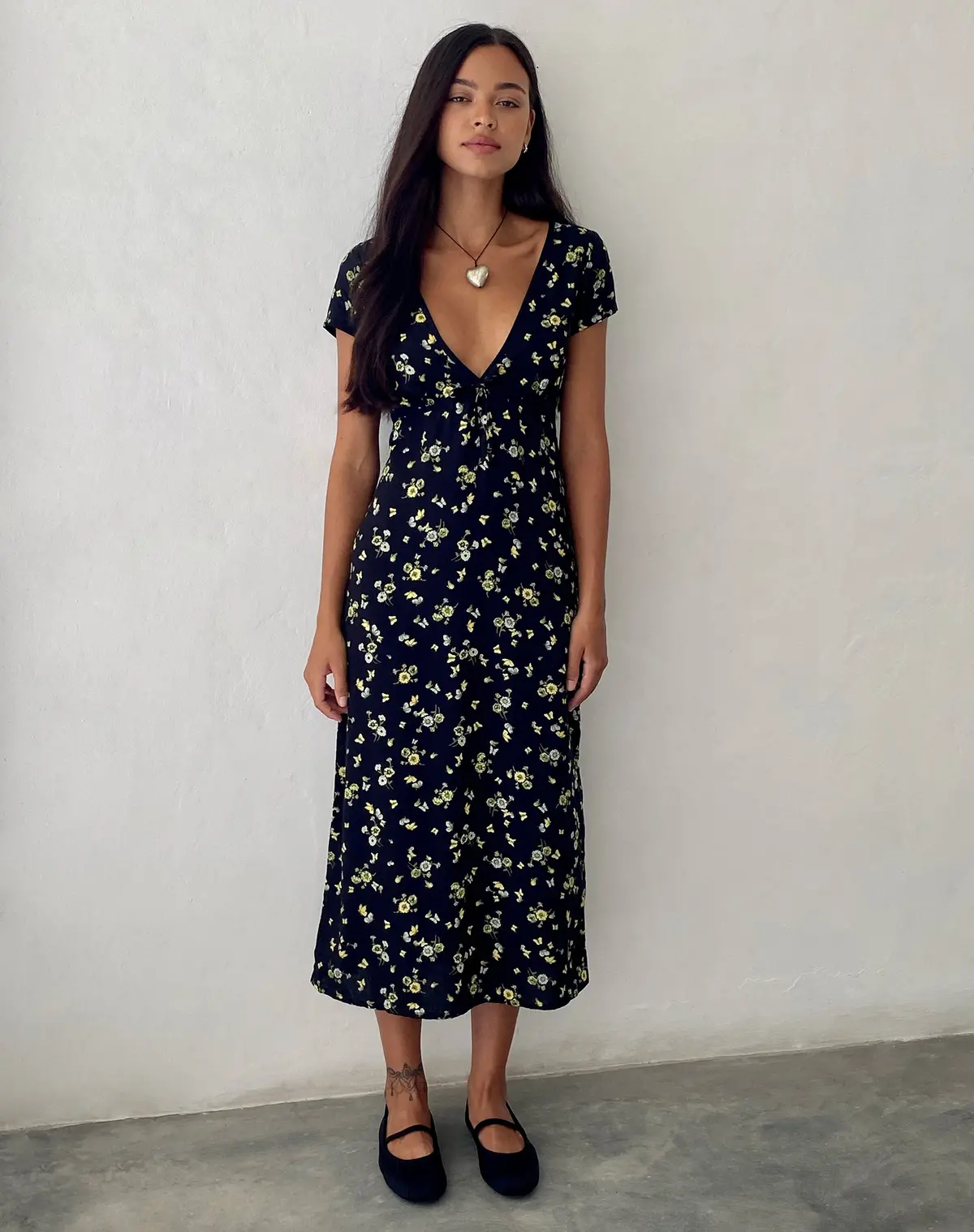 Eviaso Midi Dress In Lemon And Lime Black 1