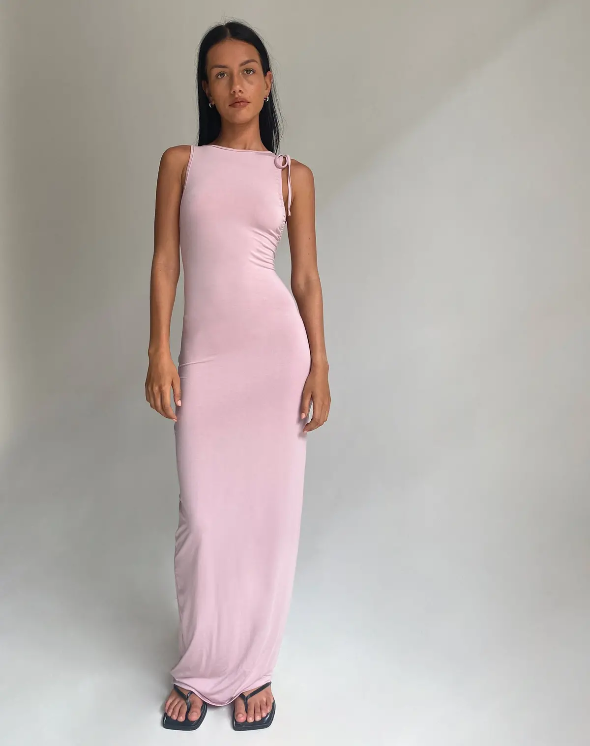 Elinor Maxi Dress In Slinky Baby Pink 1