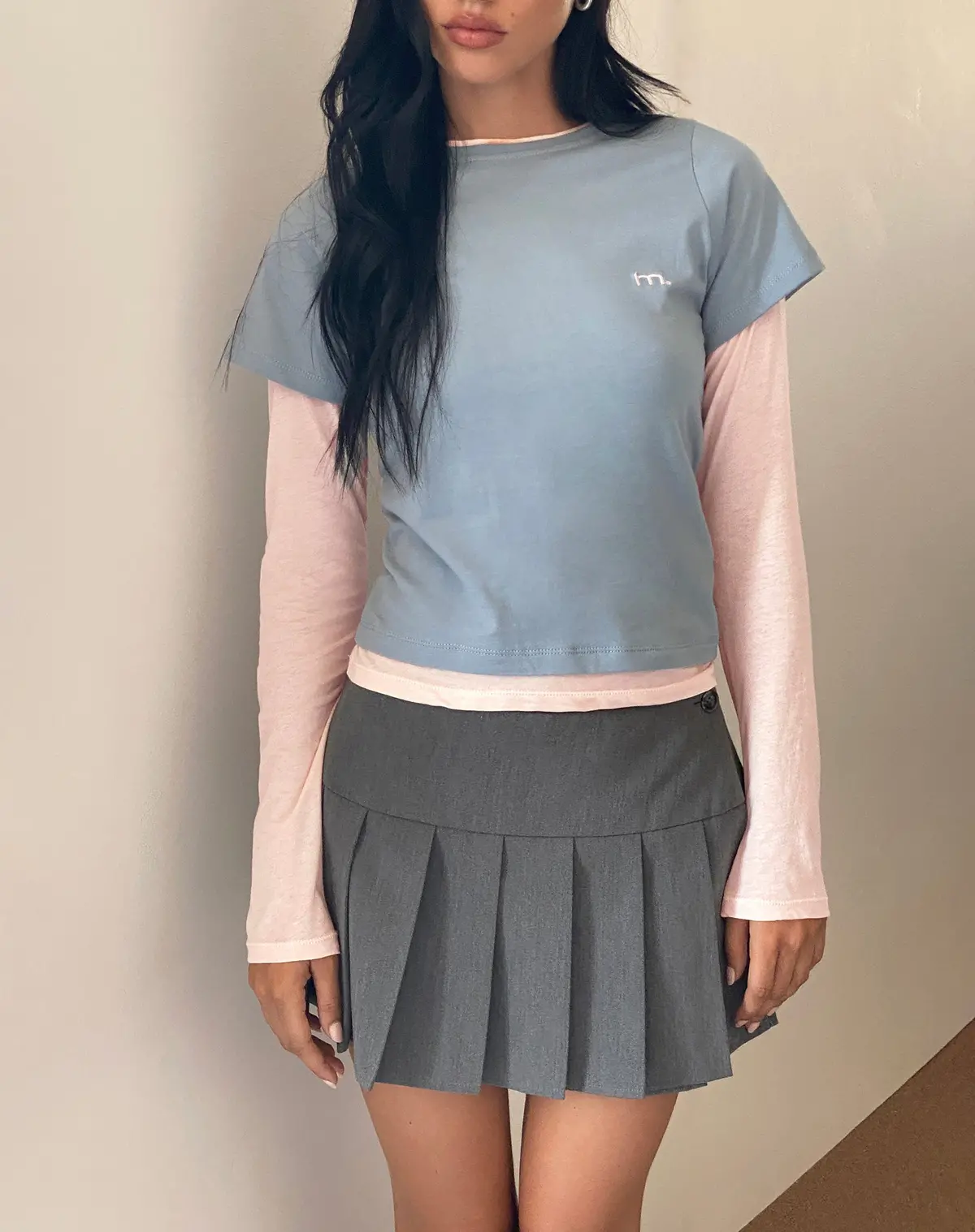 Galen Top Light Grey Blush M Emb 1