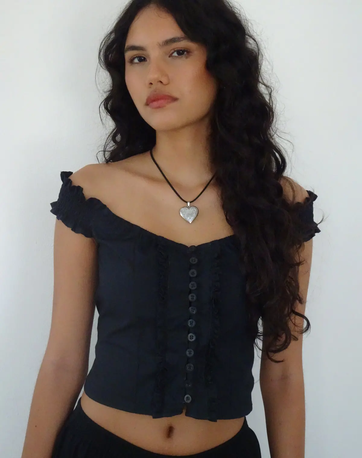 Alderidge Bardot Corset Top In Black 1