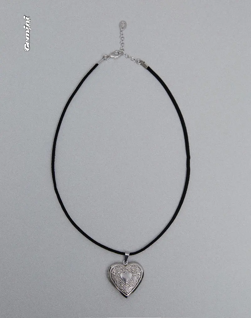Harley Cord Heart Locket Necklace By Gemini Jewels 1