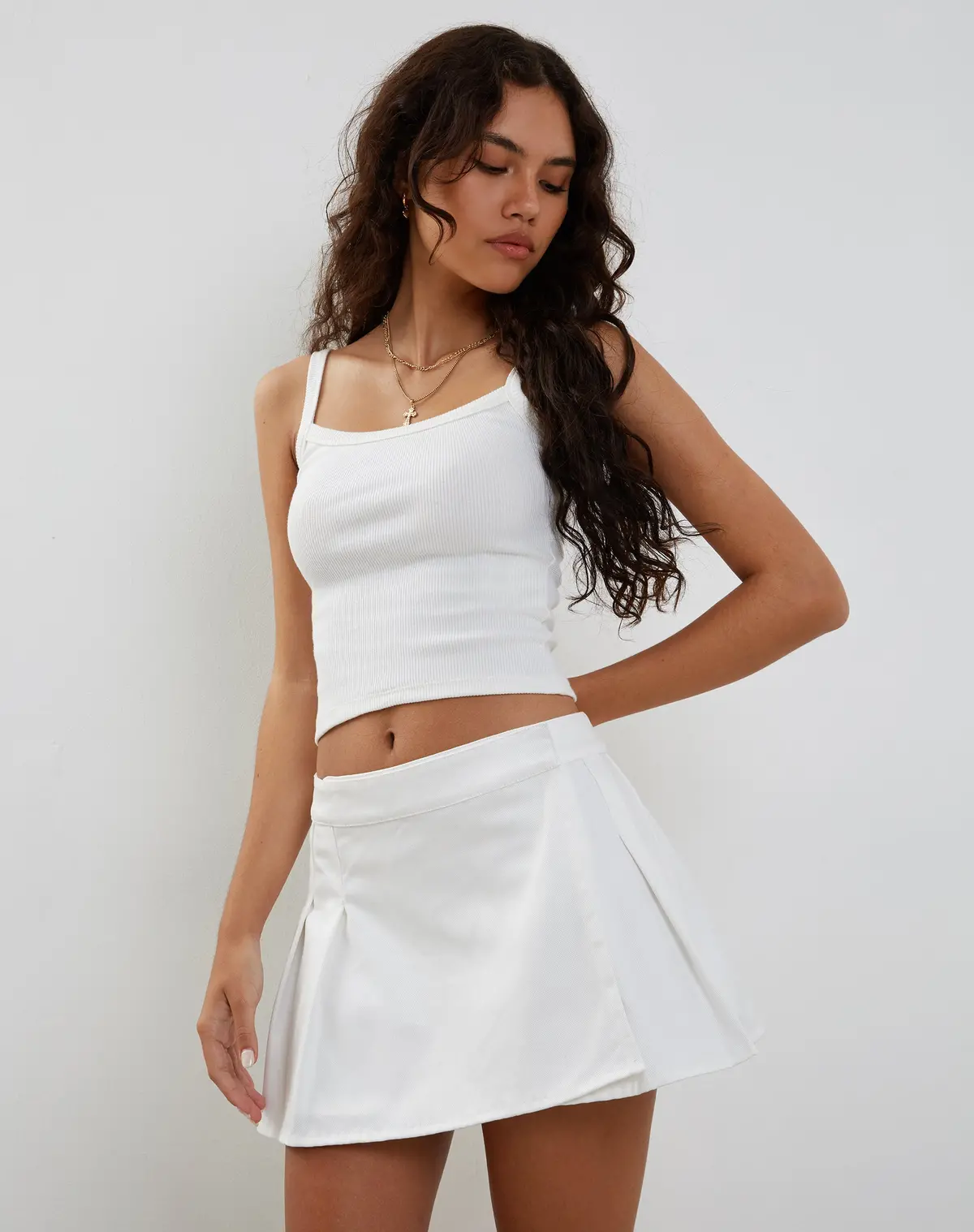 Inica Pleated Mini Skirt In Off White 1