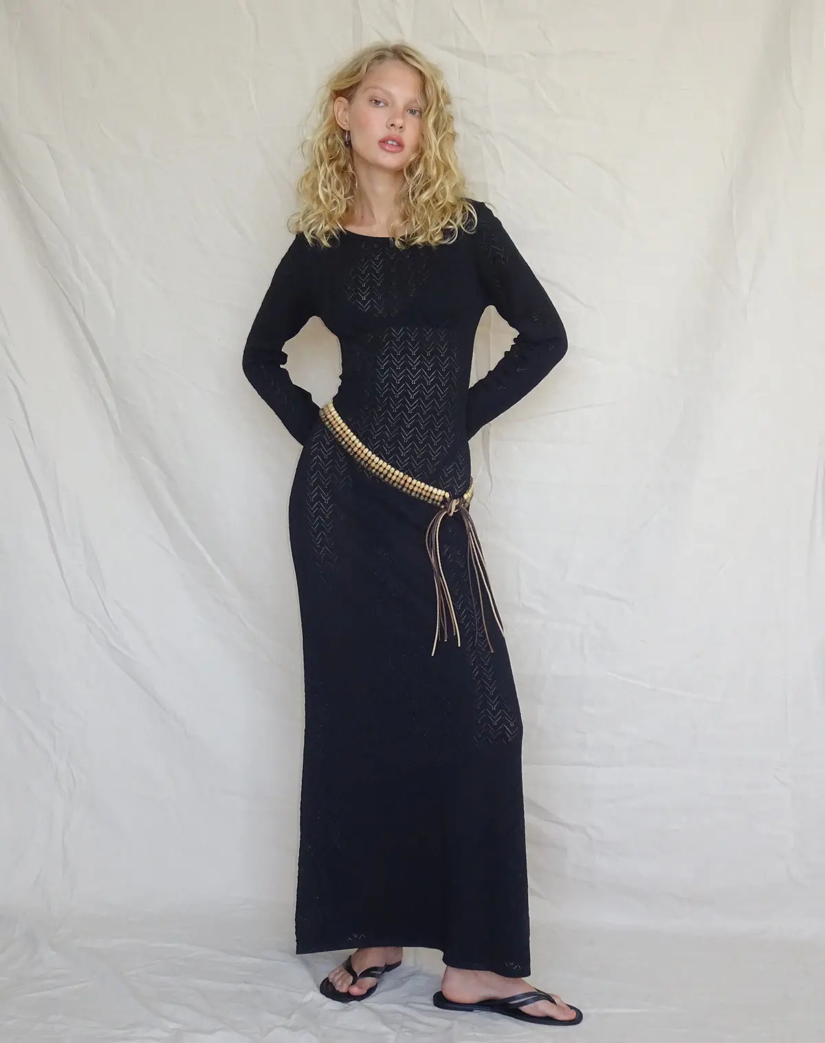 Jadie Open Back Maxi Dress In Black 1