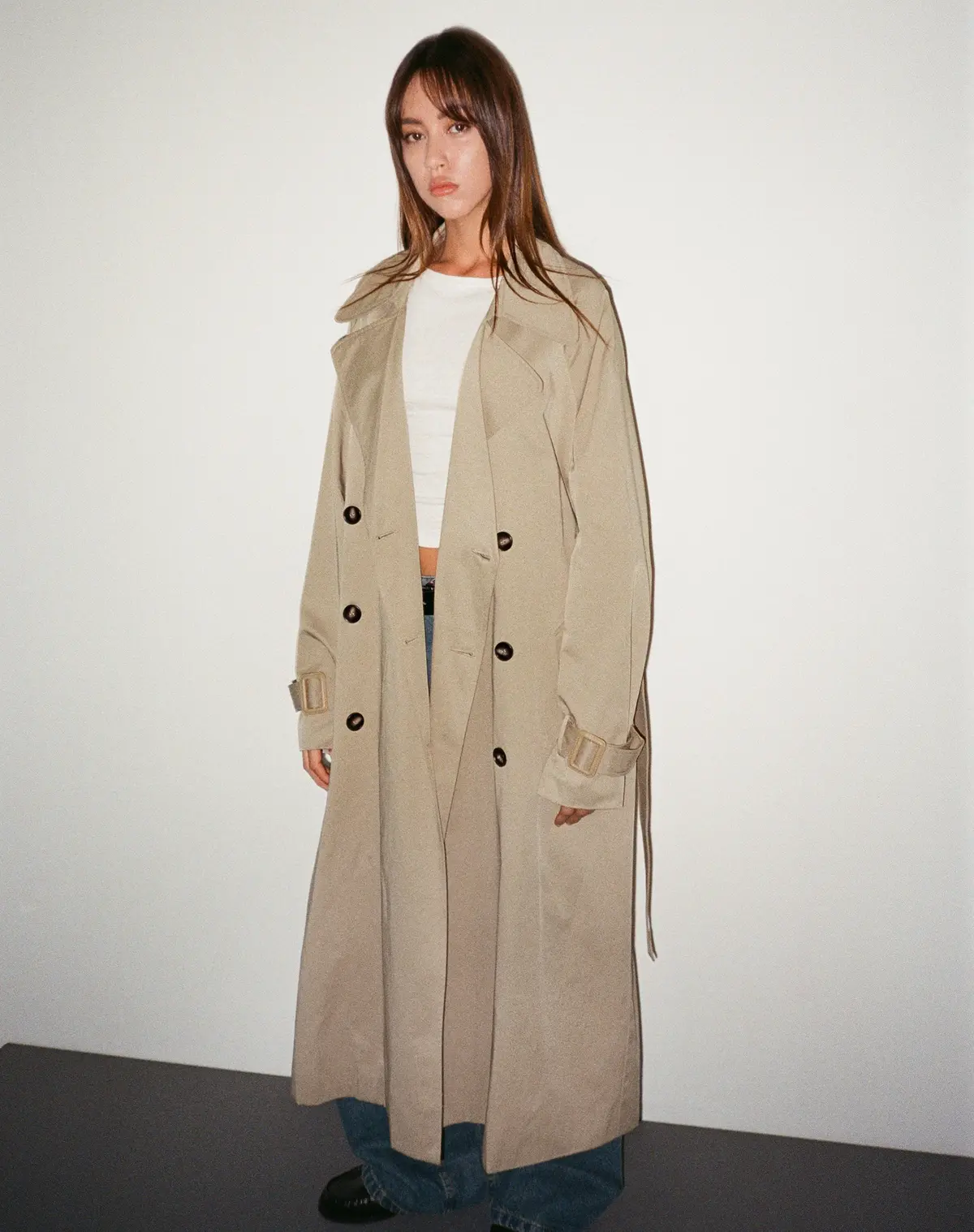 Orcati Double Breasted Trench Coat In Tan 5