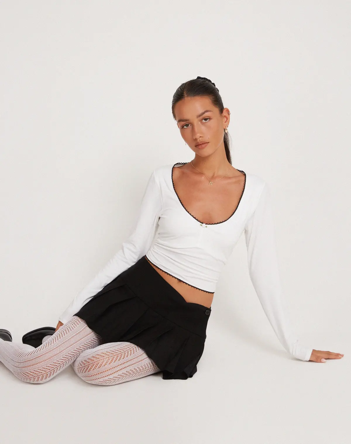 Junie Ballet Long Sleeve Top In Jersey White 6