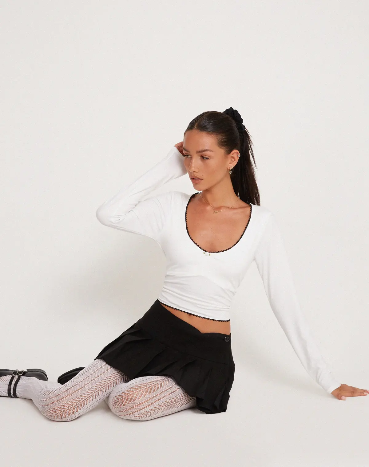 Junie Ballet Long Sleeve Top In Jersey White 1