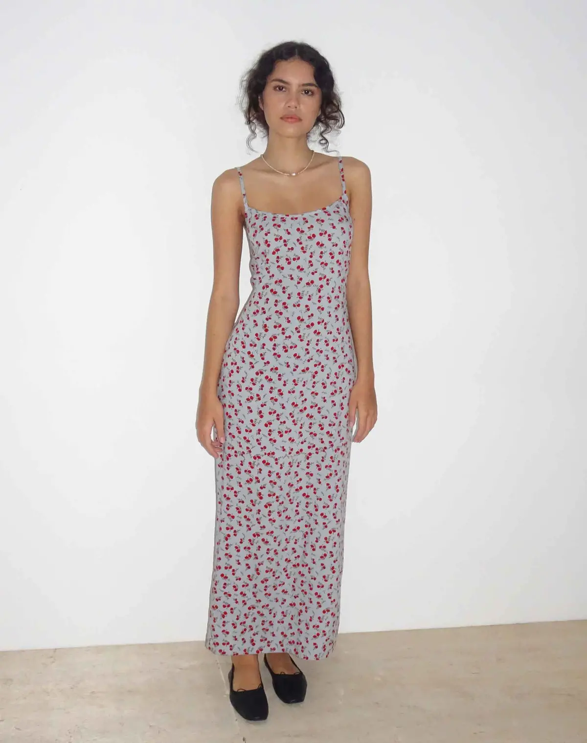 Kafka Maxi Slip Dress In Blue Floral Ditsy 1