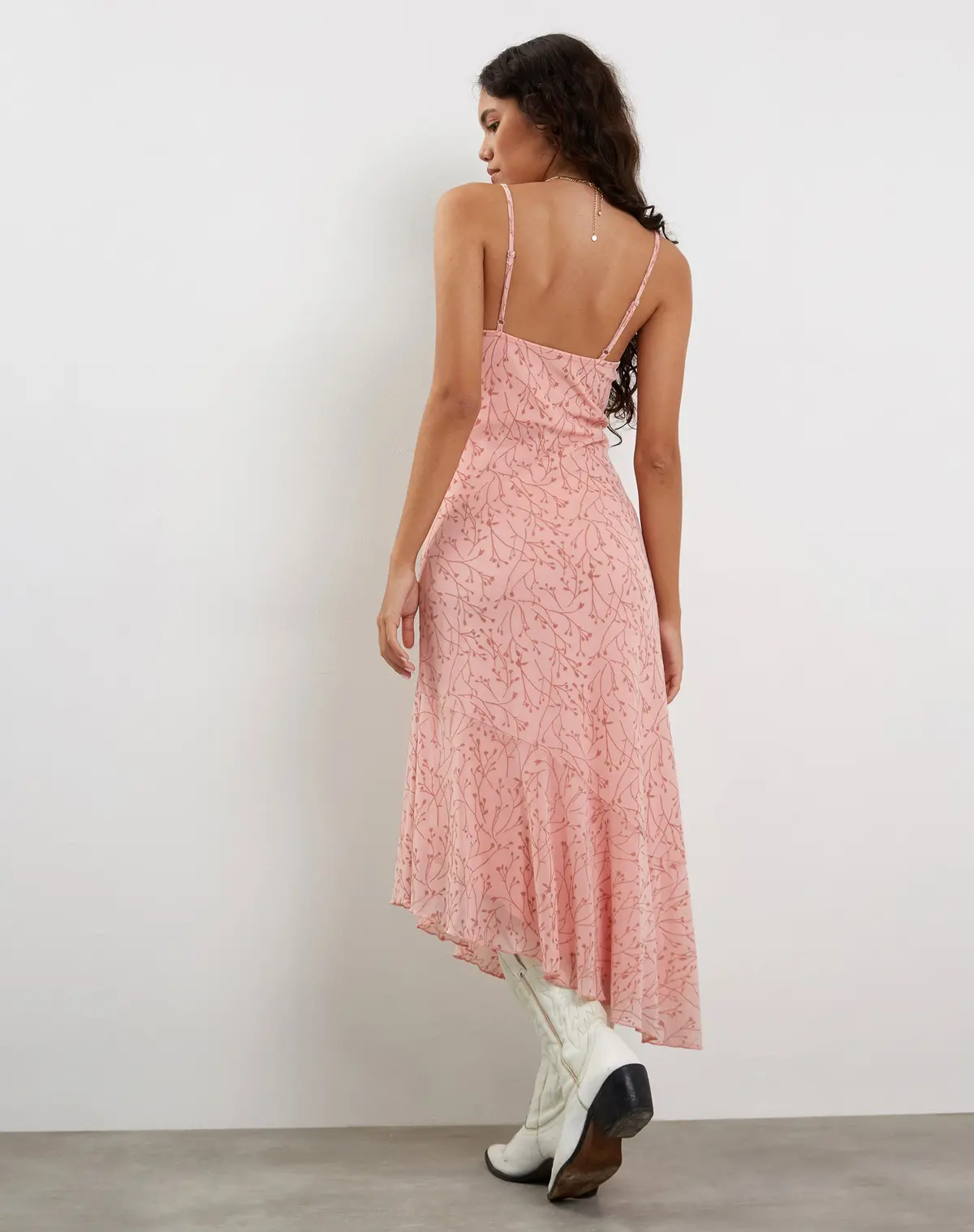 Kavala Asymmetric Midi Dress In Shadow Floral Pink 3
