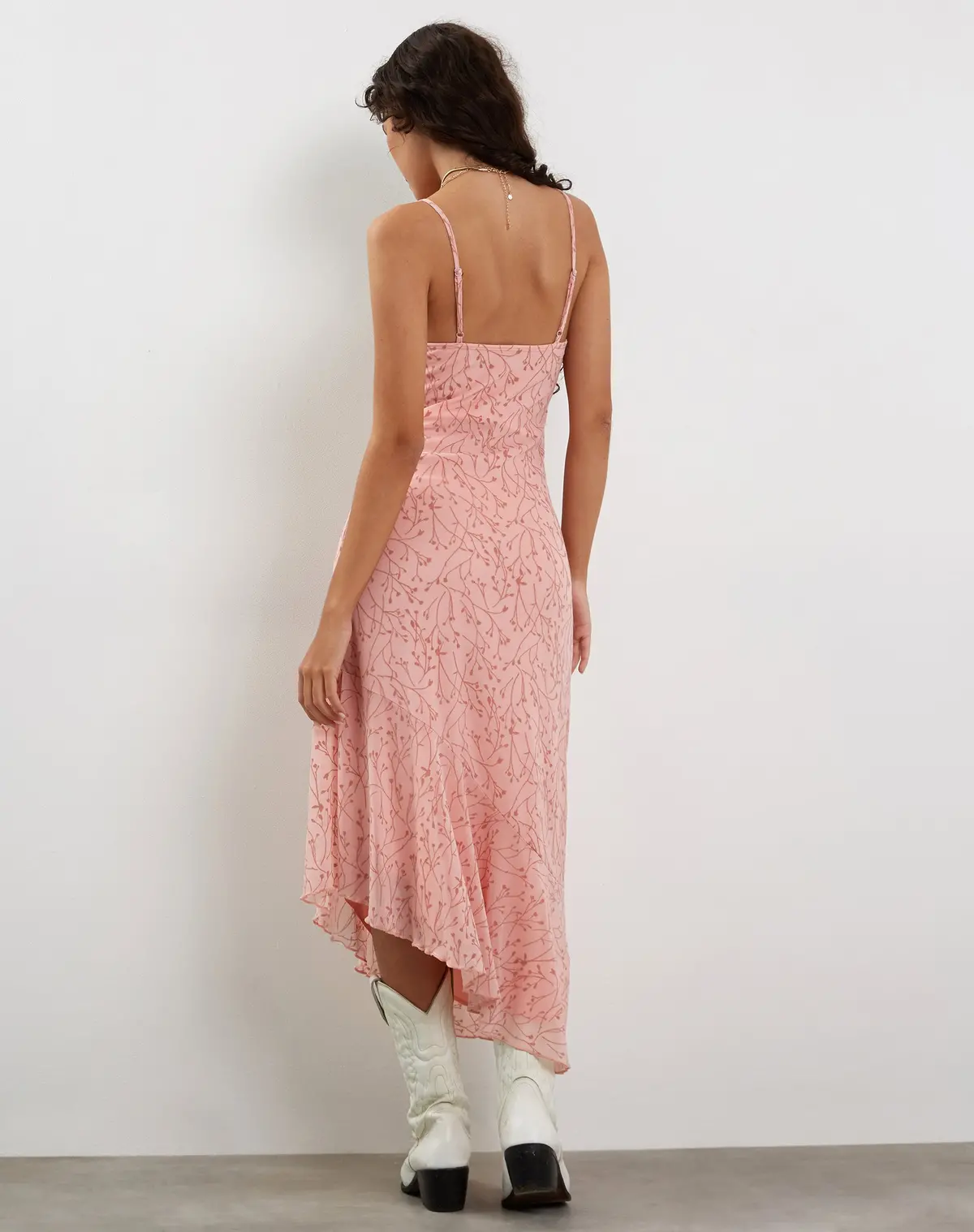 Kavala Asymmetric Midi Dress In Shadow Floral Pink 5