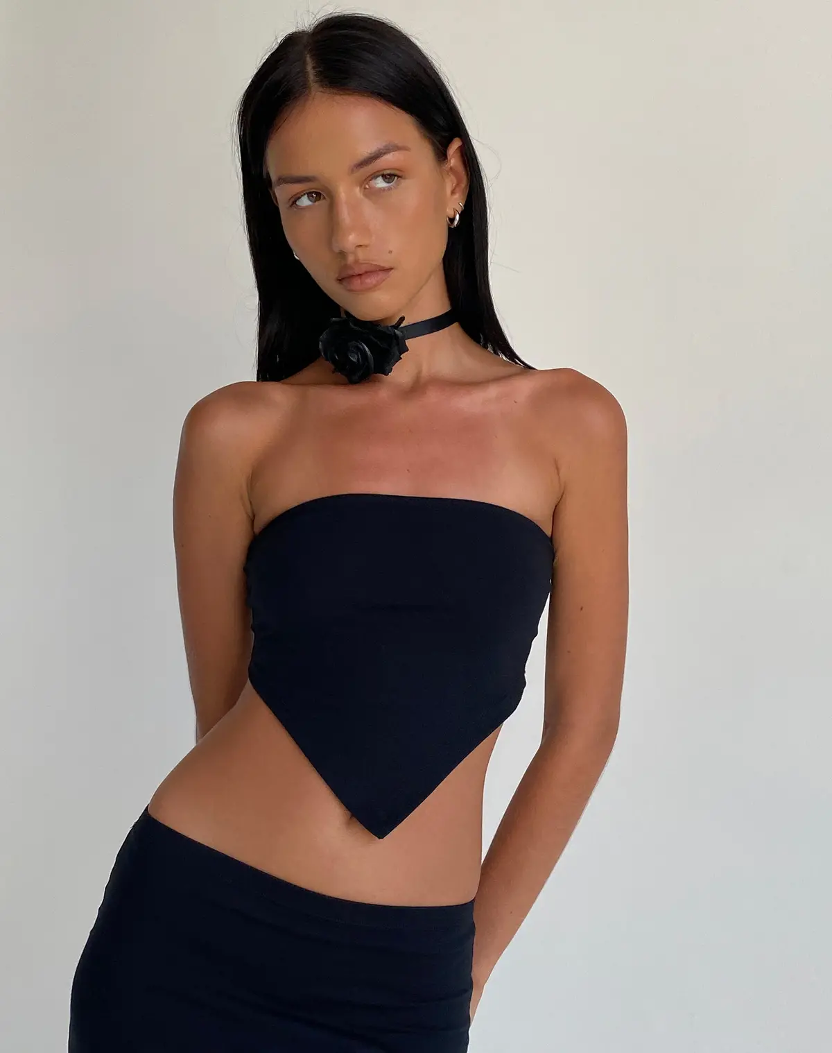 Ladshe Bandeau Top In Lycra Black 1