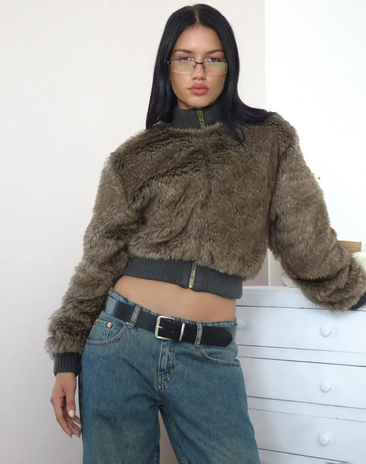 Lovina Jacket In Brown Faux Fur 1