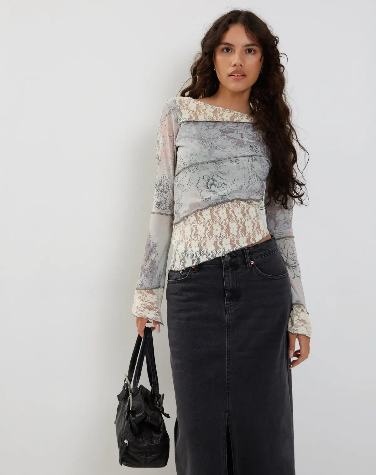 Lucca Long Sleeve Top In Lace Pastel Floral 1