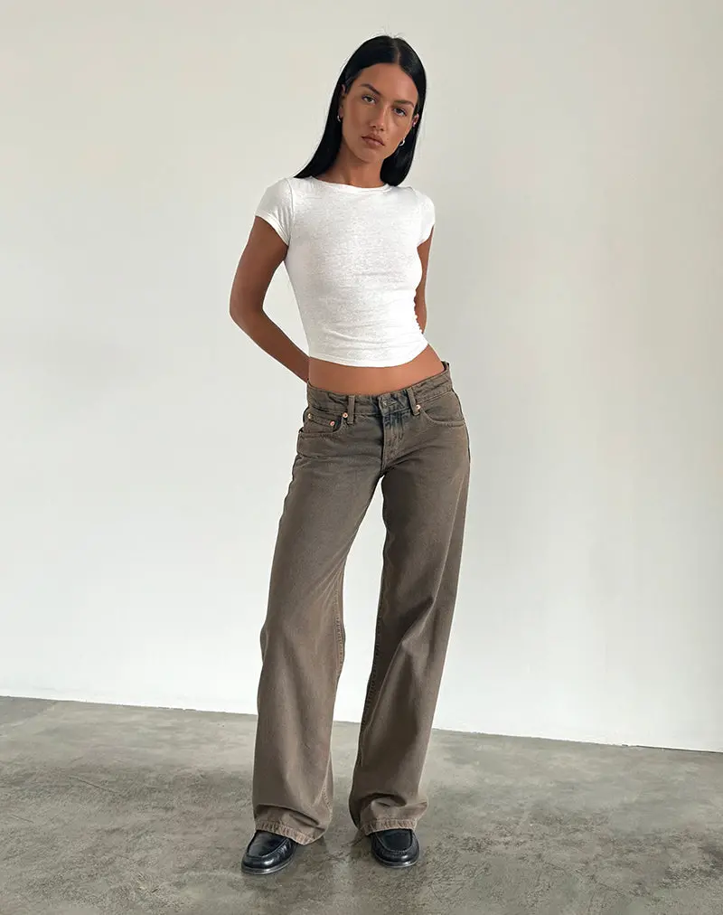 Low Rise Parallel Jeans In Dark Sand 1