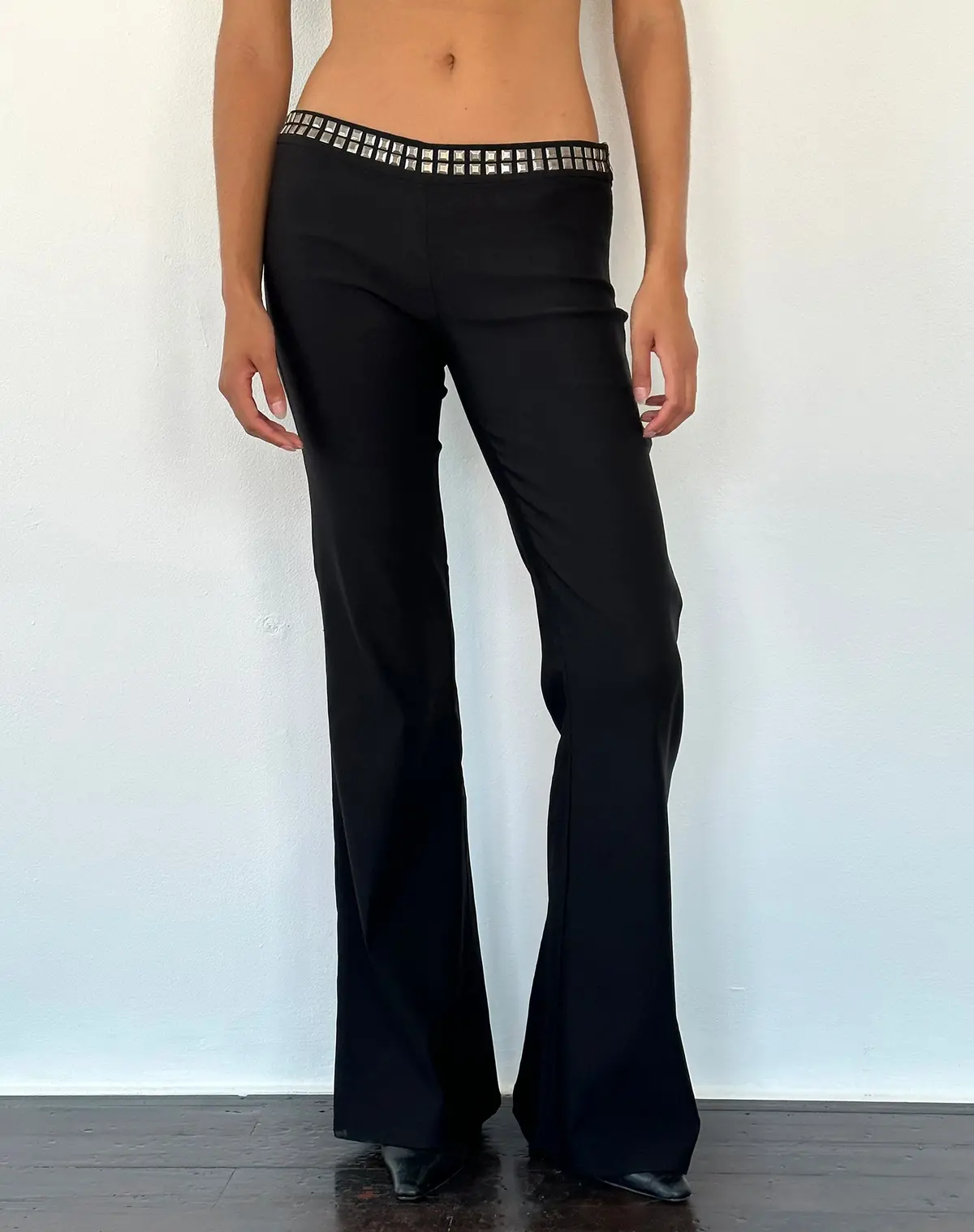 Macias Studded Flared Trousers In Black Tailoring 1