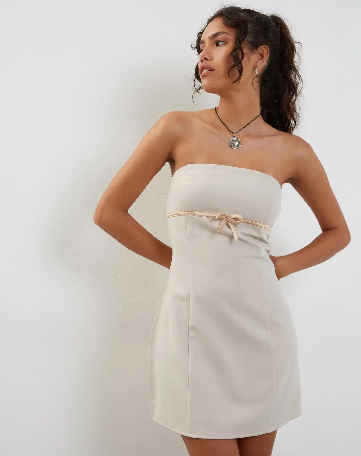Merila Bandeau Mini Dress In Ivory Soft Tailoring 1