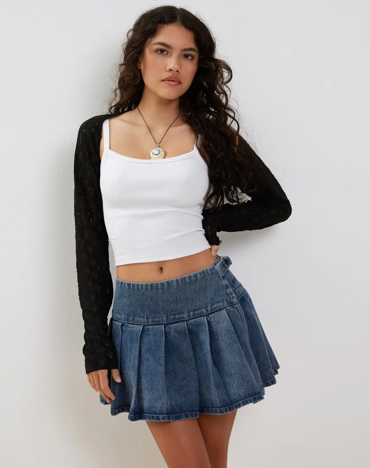 Mika Shrug Cardigan In Mesh Black 1