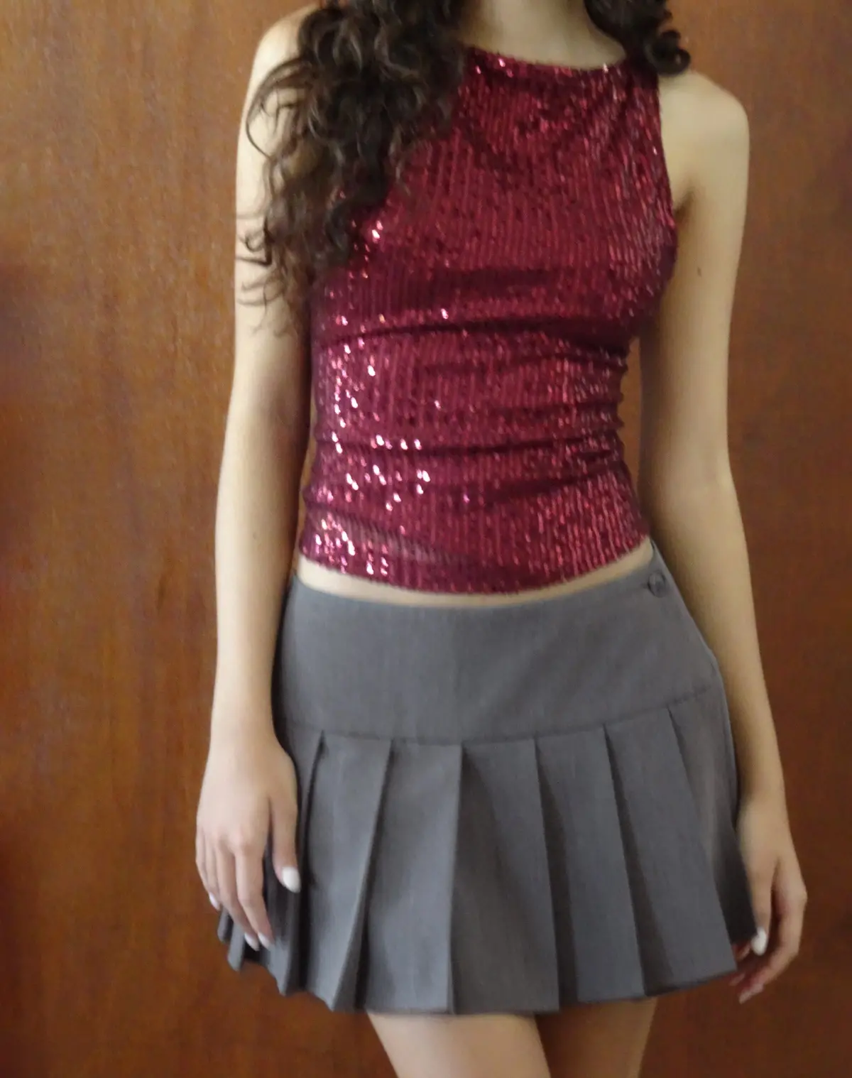 Miriam Top In Drape Sequin Maroon 1