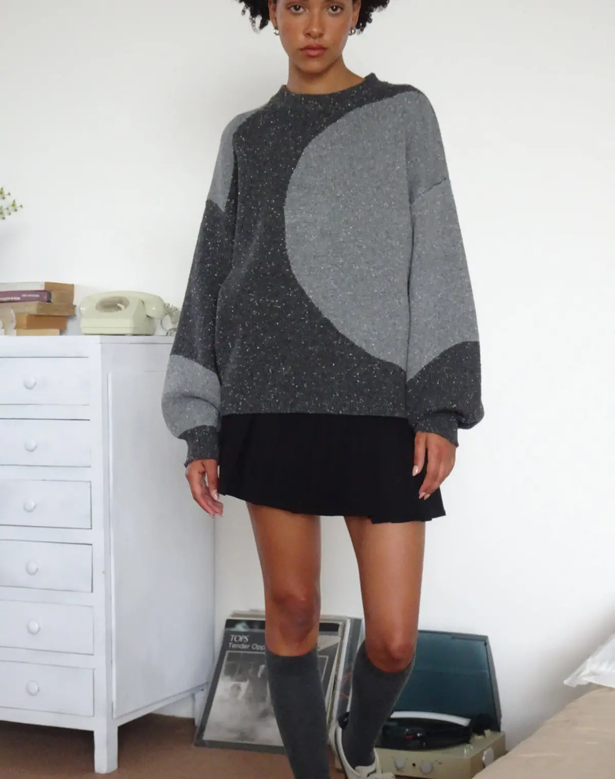 Namari Jumper In Black And Charcoal Mix Knit 1