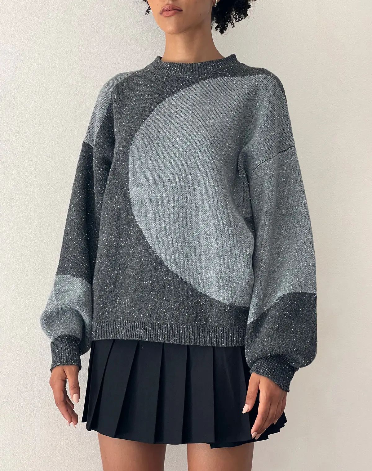 Namari Jumper In Black And Charcoal Mix Knit 4