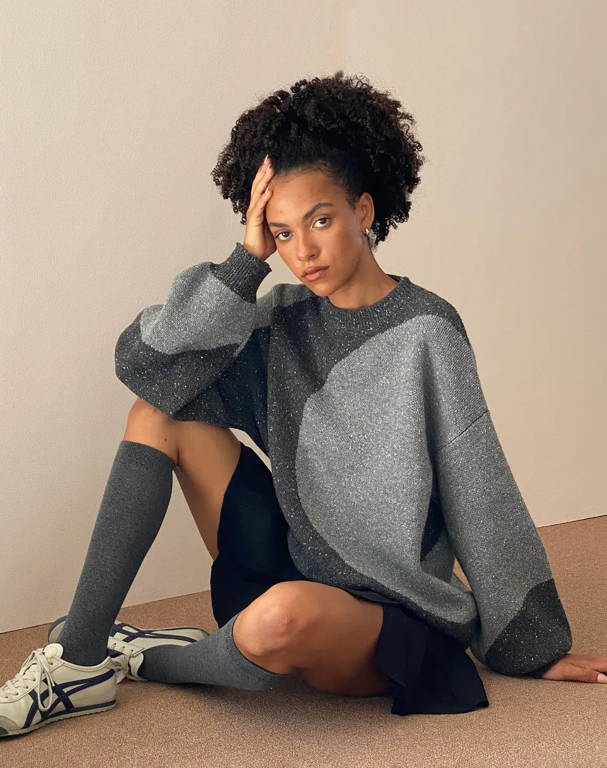 Namari Jumper In Black And Charcoal Mix Knit 2