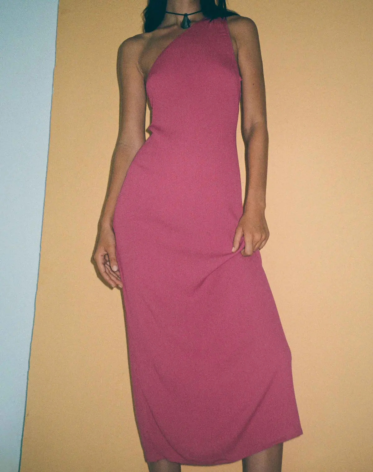 Namjun One Shoulder Midi Dress In Daco Rose Crinkle 1