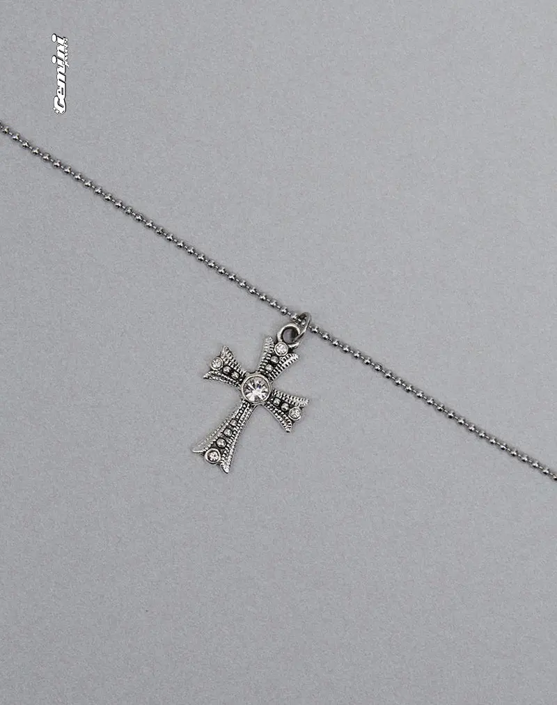 Niki Silver Cross Necklace By Gemini Jewels 1