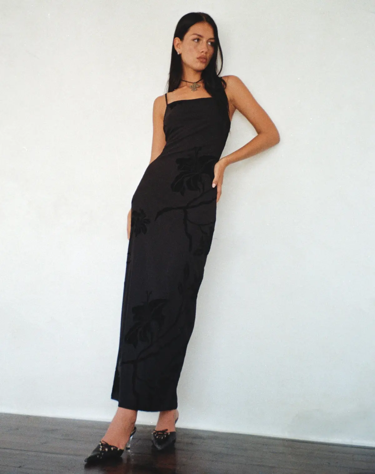Nodu Maxi Dress In Orchids Flock Black 1