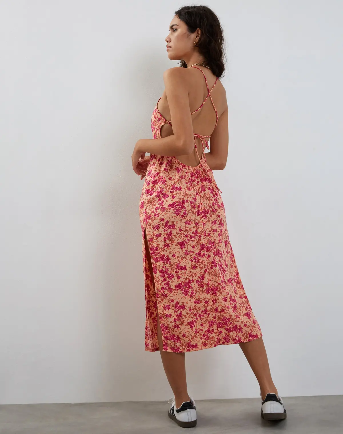 Nosita Midi Dress In Wild Dark Flower Cantaloupe 1