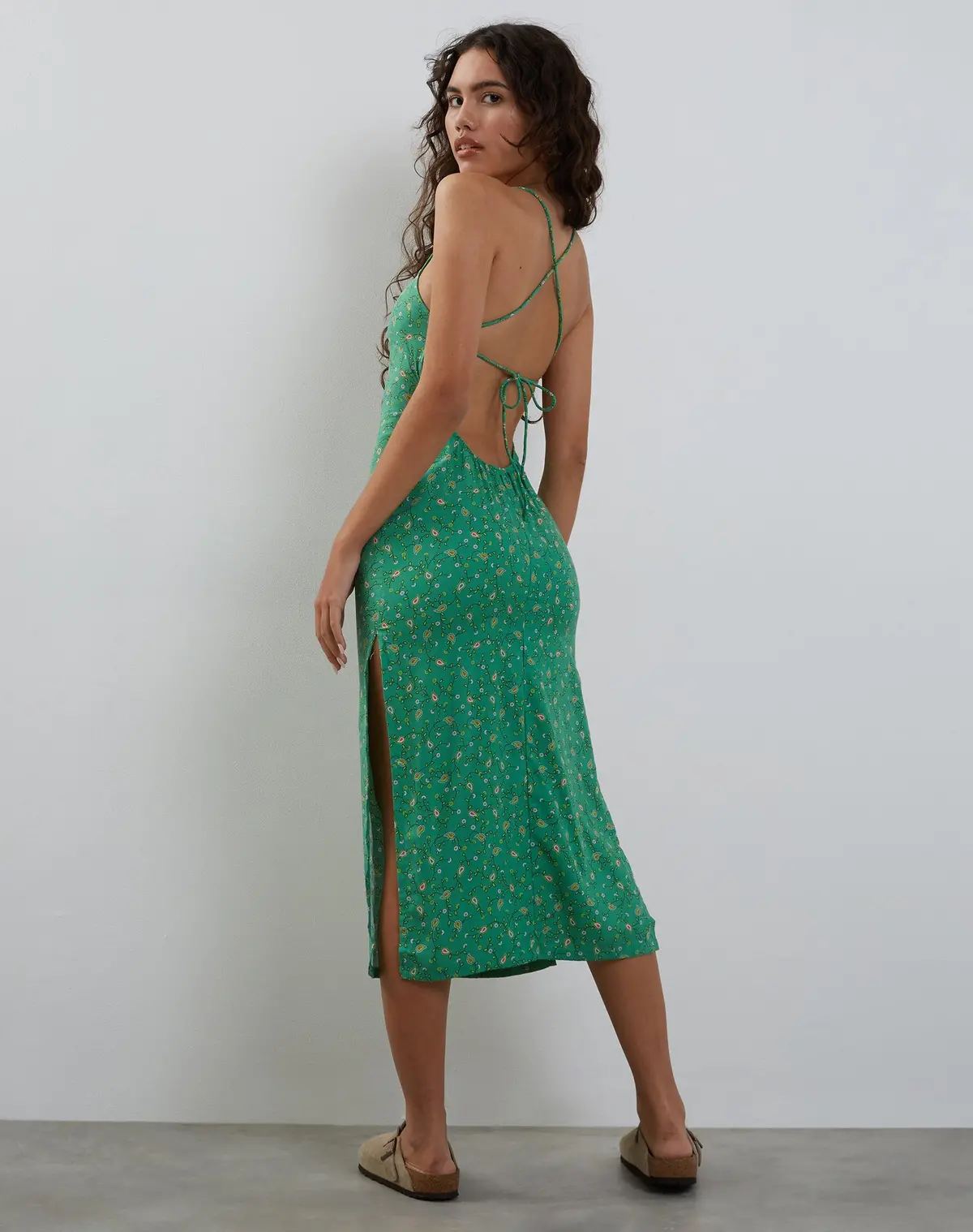 Nosita Midi Dress In Paisley Fun Green 1