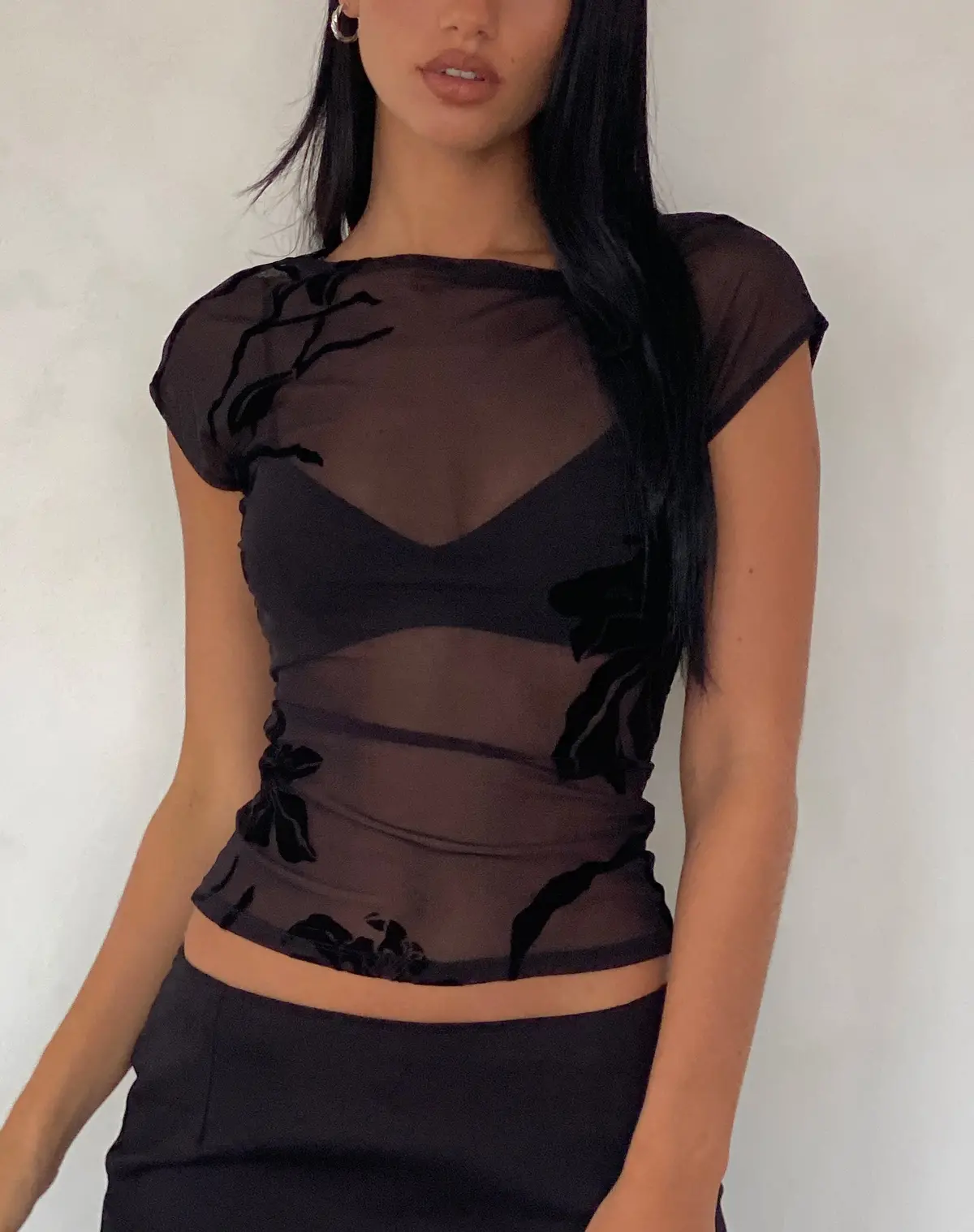 Nova Top In Orchids Flock Black 1
