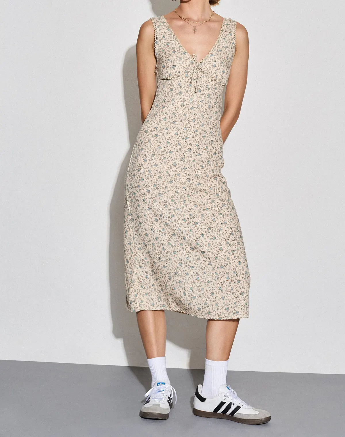 Lavisha Midi Dress In Antique Blue And Ivory Floral 1