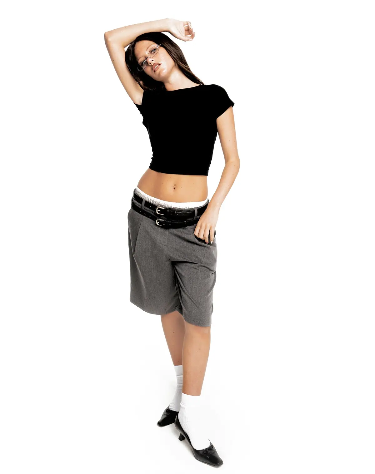 Setya Long Line Tailored Shorts In Charcoal 1