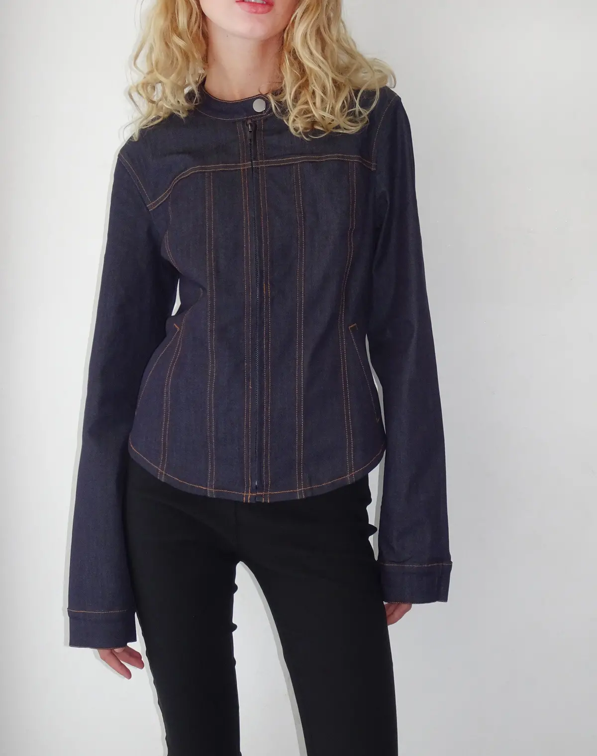 Puria Fitted Denim Look Tailored Jacket 1