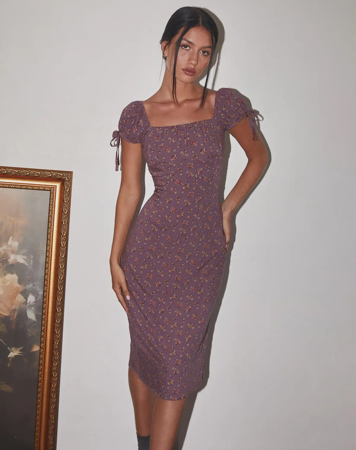 Rachana Midi Dress In Flowing Rose Deep Purple 1