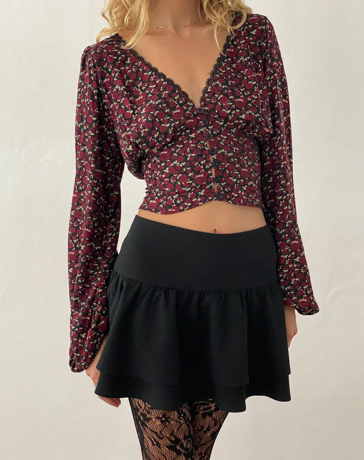 Rosani Long Sleeve Top In Dark Rhoslyn Ditsy Print 1