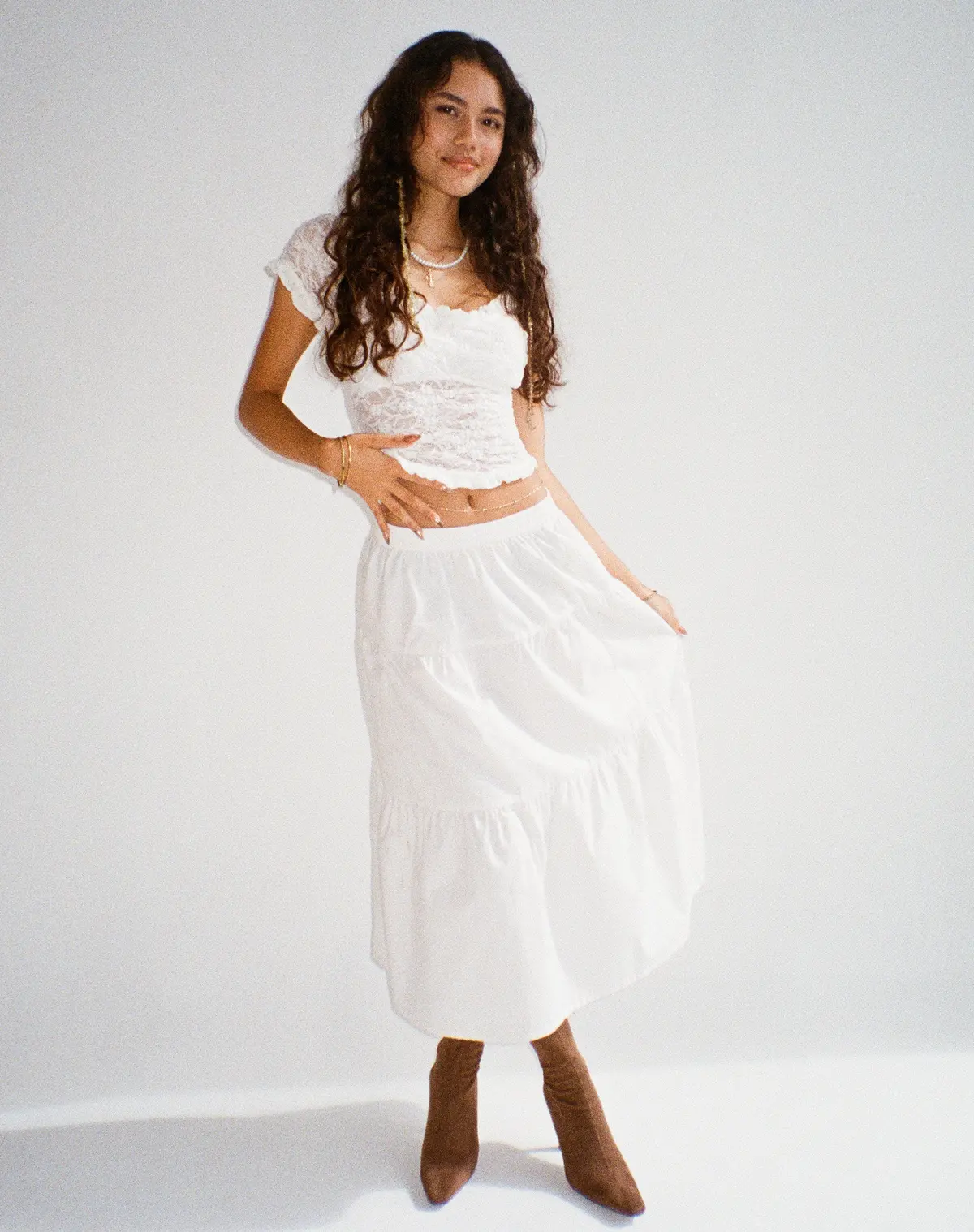 Midaxi Skirt In White 1