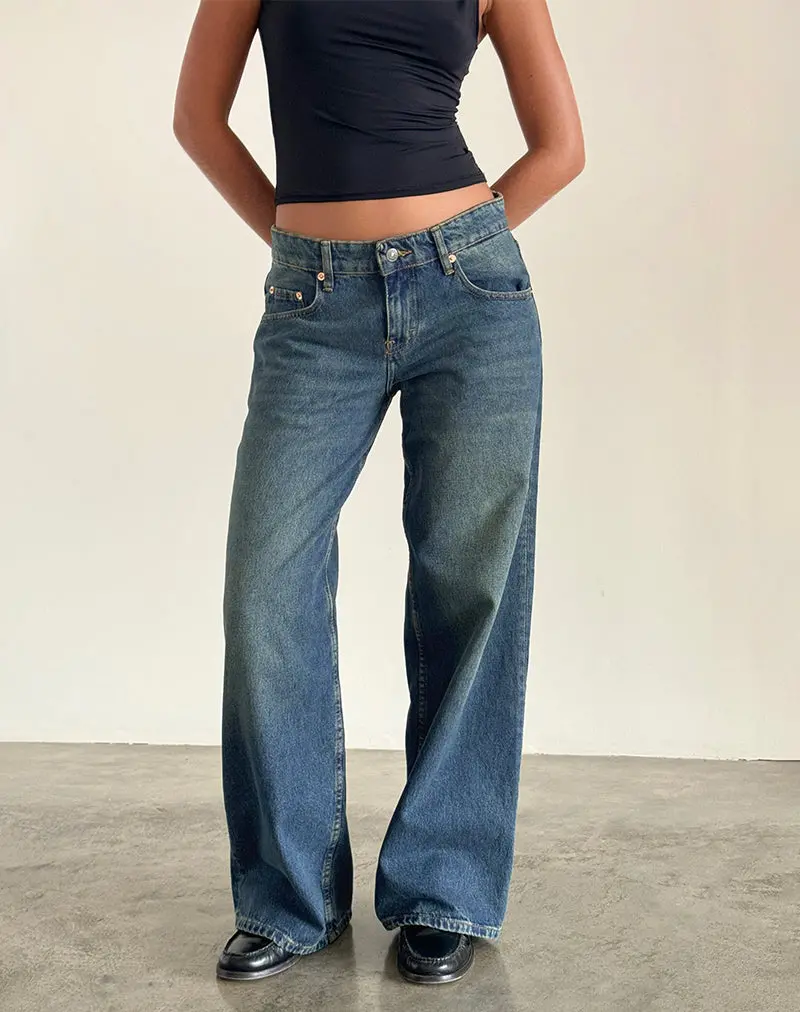 Roomy Extra Wide Low Rise Jeans In Bright Blue 1