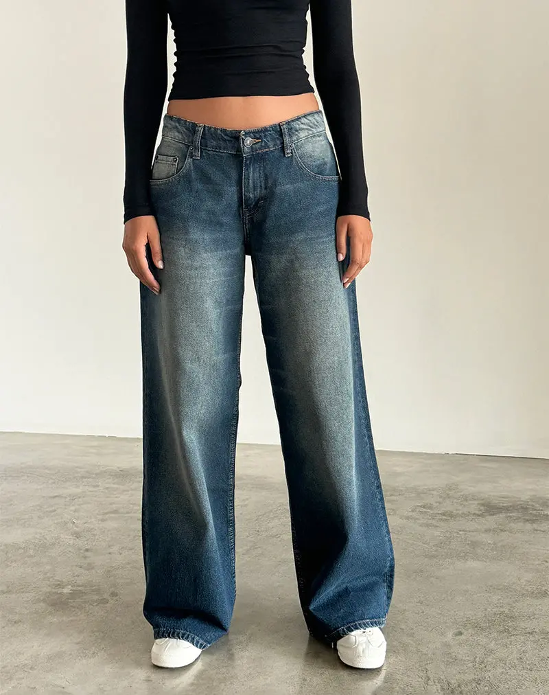 Roomy Extra Wide Low Rise Jeans In Dark Vintage 1