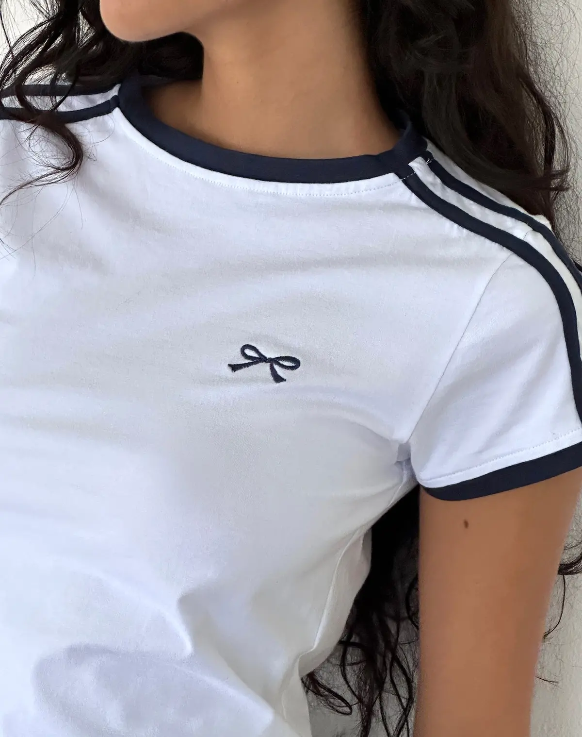 Salda Sporty Tee In White With Navy Binding 5